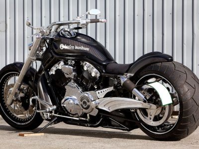 black Harley Davidson with chrome finish
